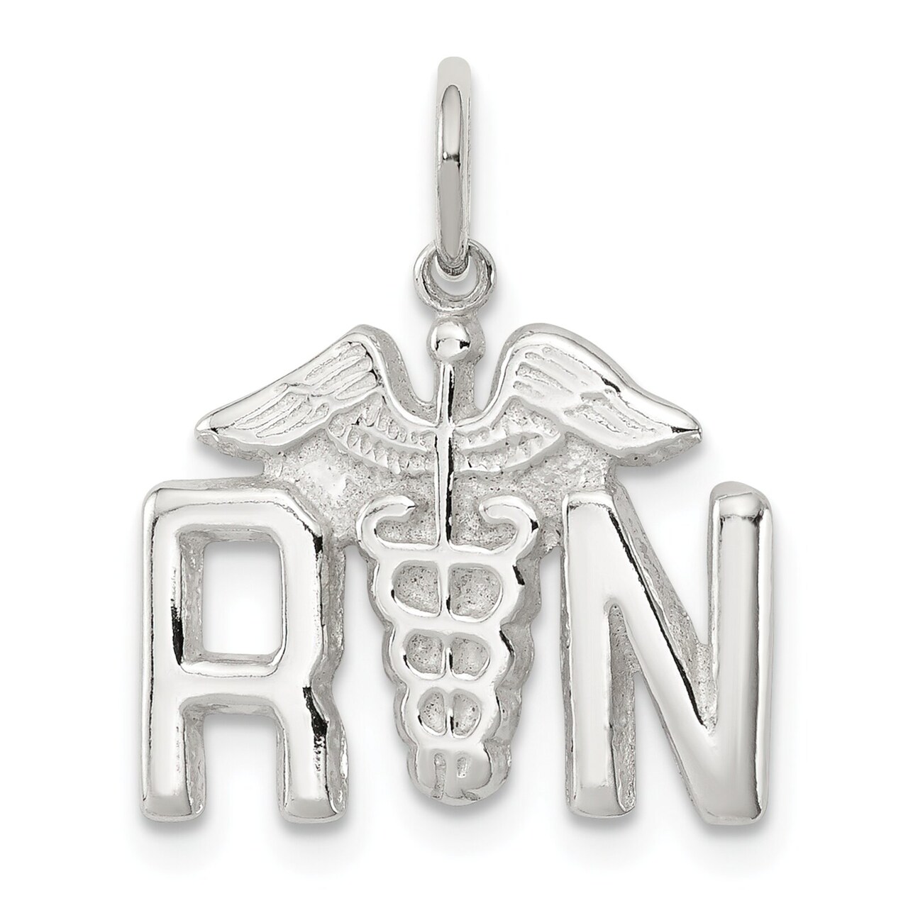 Sterling Silver RN Caduceus Charm Pendant Jewelry 16mm x 18mm